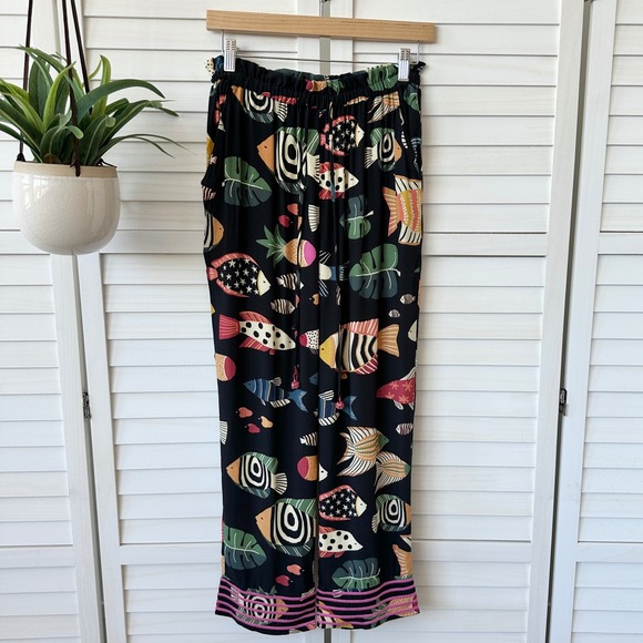 FARM Rio Pants - Farm Rio Anthropologie Sea Life Joggers Fish‎ Print Pant Embroidered Petite S